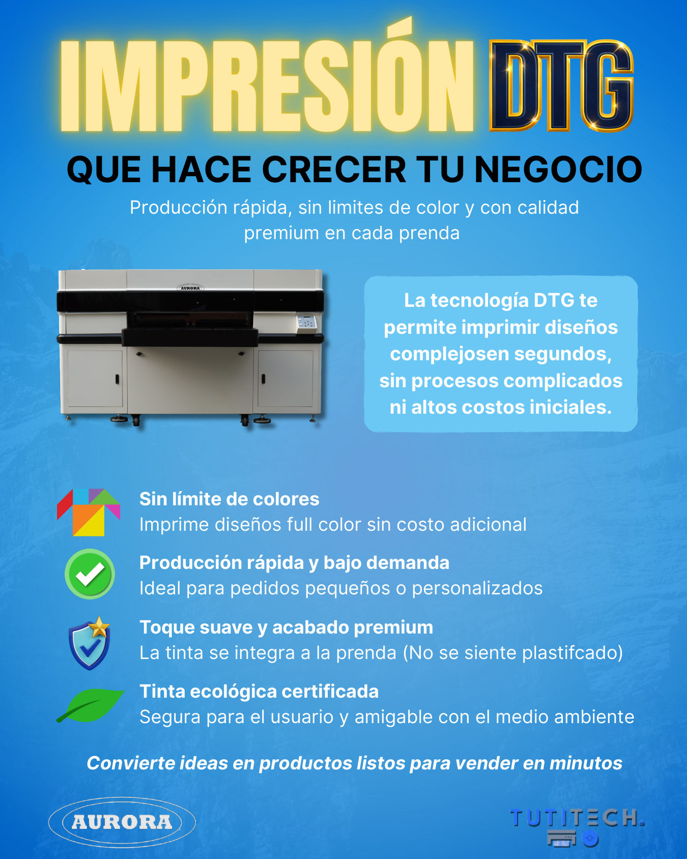 Aurora DTG doble estación para impresión directa a prenda